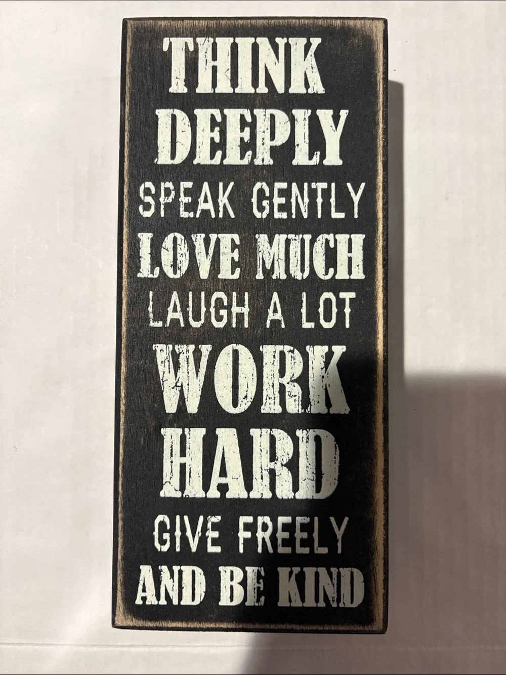 Black Inspirational Wooden Wall Sign - Think Deeply Quote
